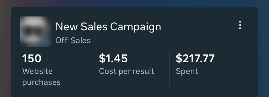 Meta Ads: 150 vente، $1.45 للـ vente